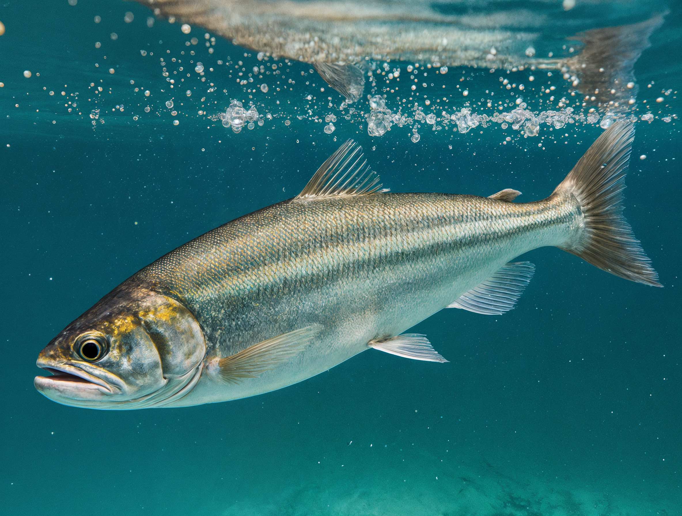 Beautiful salmon swimming in pristine turquoise waters